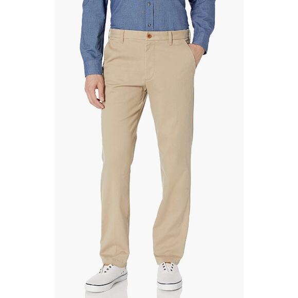 IZOD Men's Performance Stretch Straight Fit Flat Front Chino Pant, , 32W x 30L - Picture 1 of 4